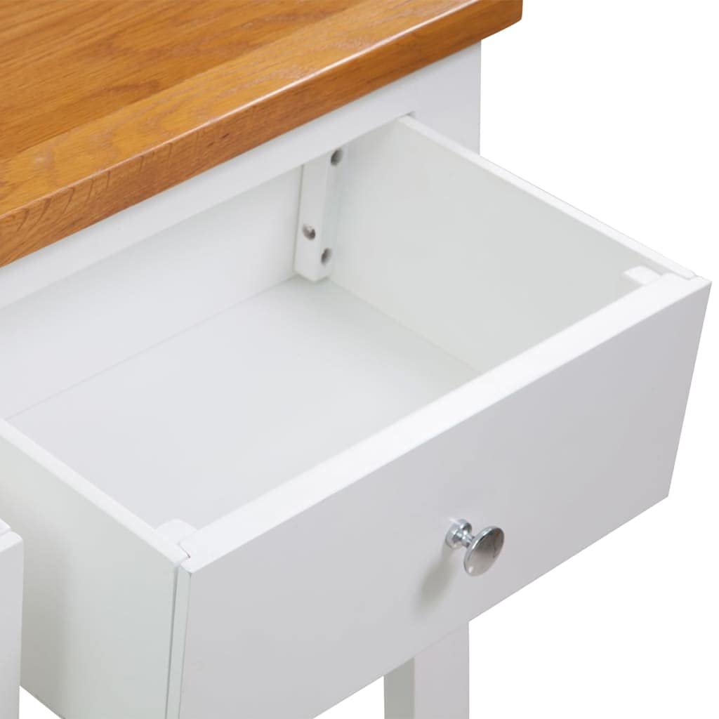 Solid Oak Wood Console Table with Two Drawers and Shelf G87999