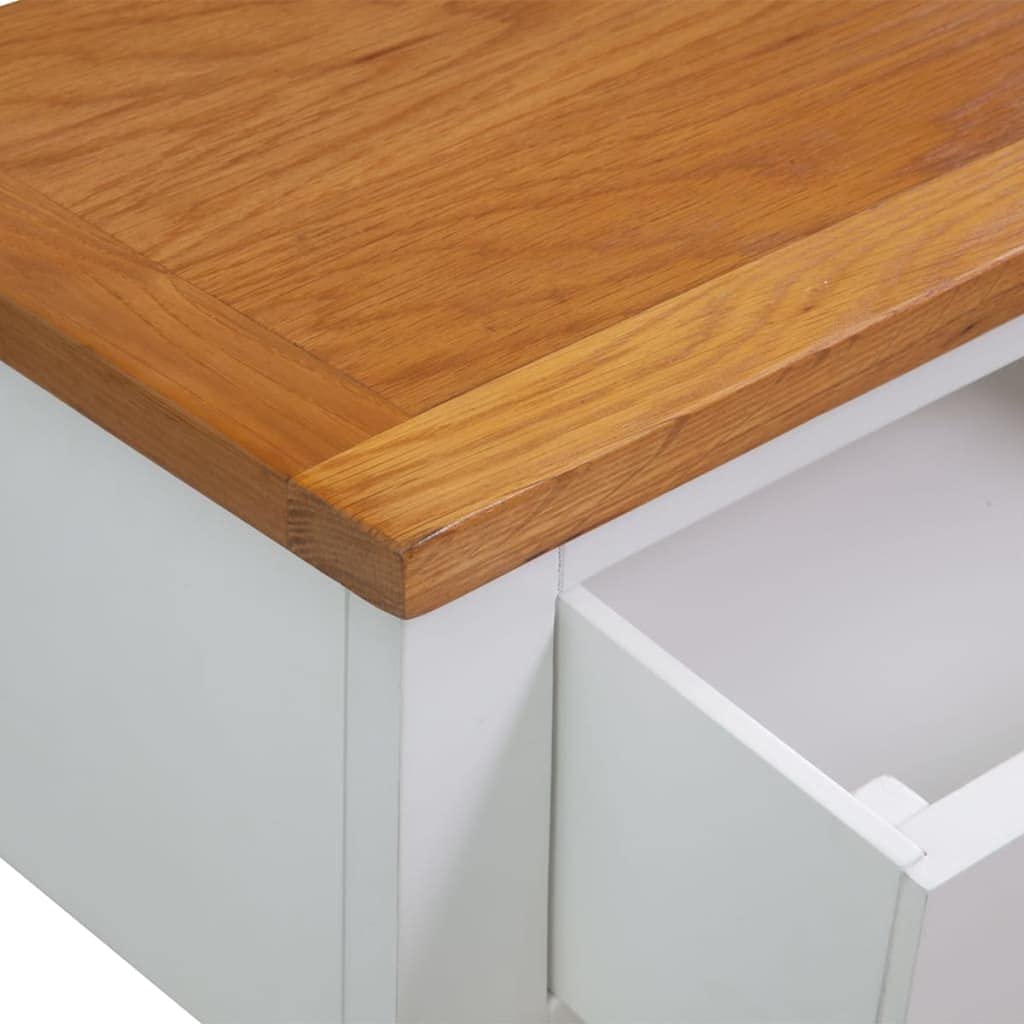 Solid Oak Wood Console Table with Two Drawers and Shelf G87999