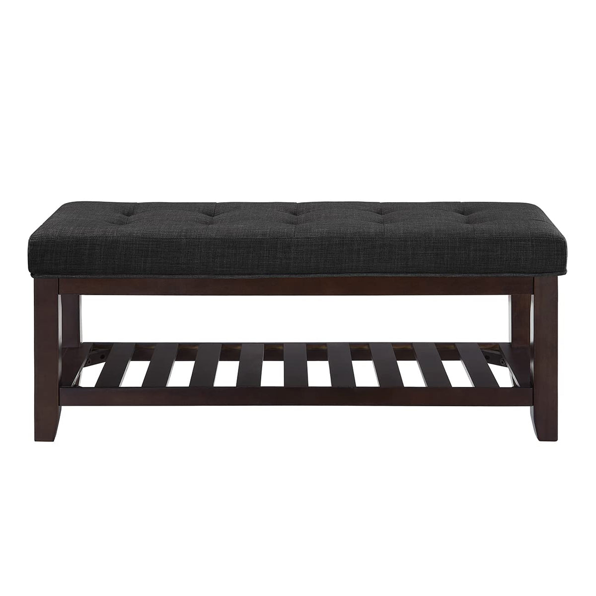 Large Rectangular Upholstered Tufted Linen Ottoman Bench S55004