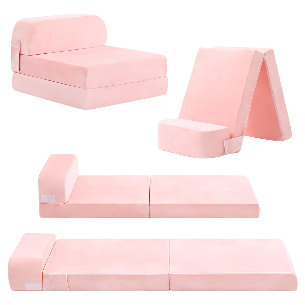 Pink Folding Sofa Bed with Removable Cover G94958