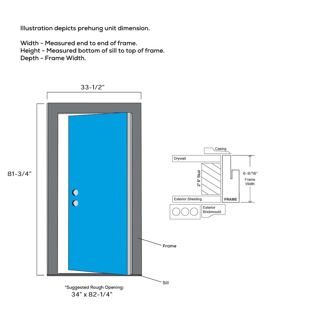 Primed Steel Clear Glass 1/2 Lite 2-Panel Right-Hand Inswing 32" x 80" Front Door M2535