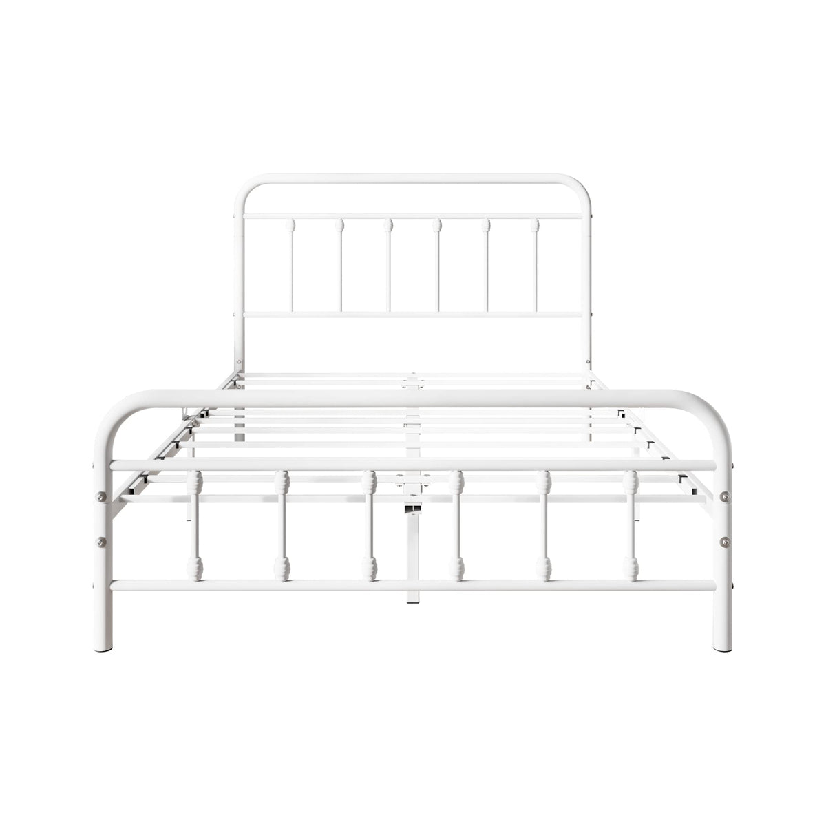 White Full Size Metal Bed Frame with Headboard and Footboard U794