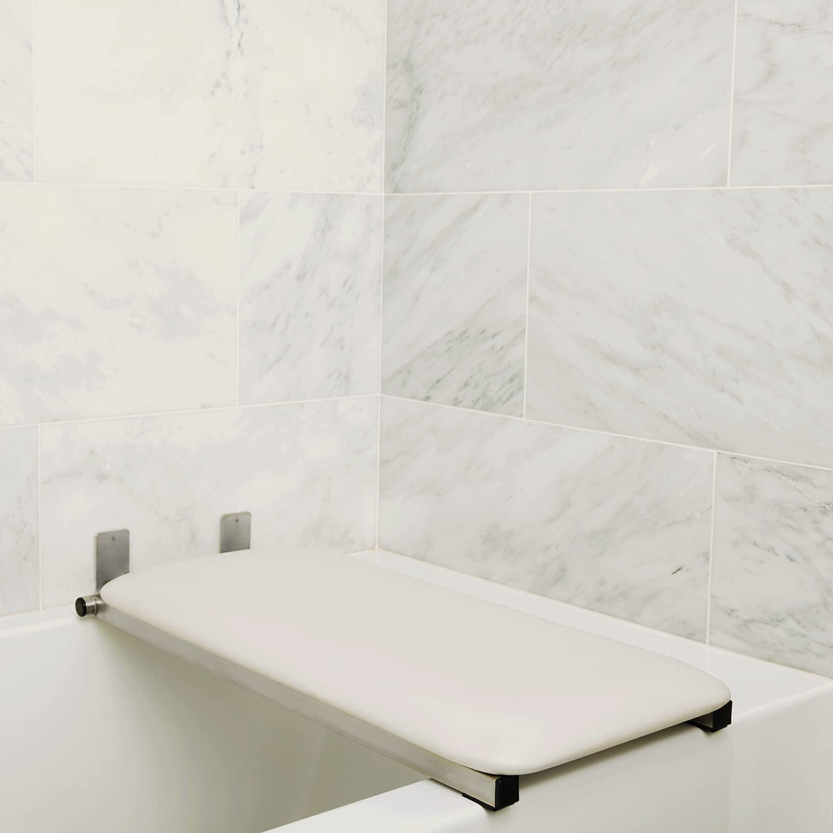 32" x 13.5" White Padded Folding Tub Seat I8432