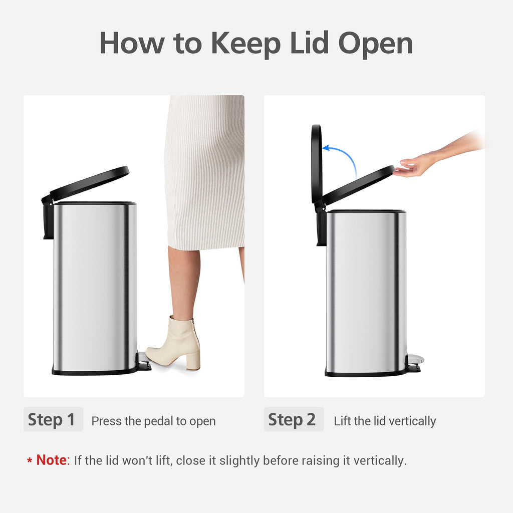 50L Stainless Steel Step-On Trash Can O784