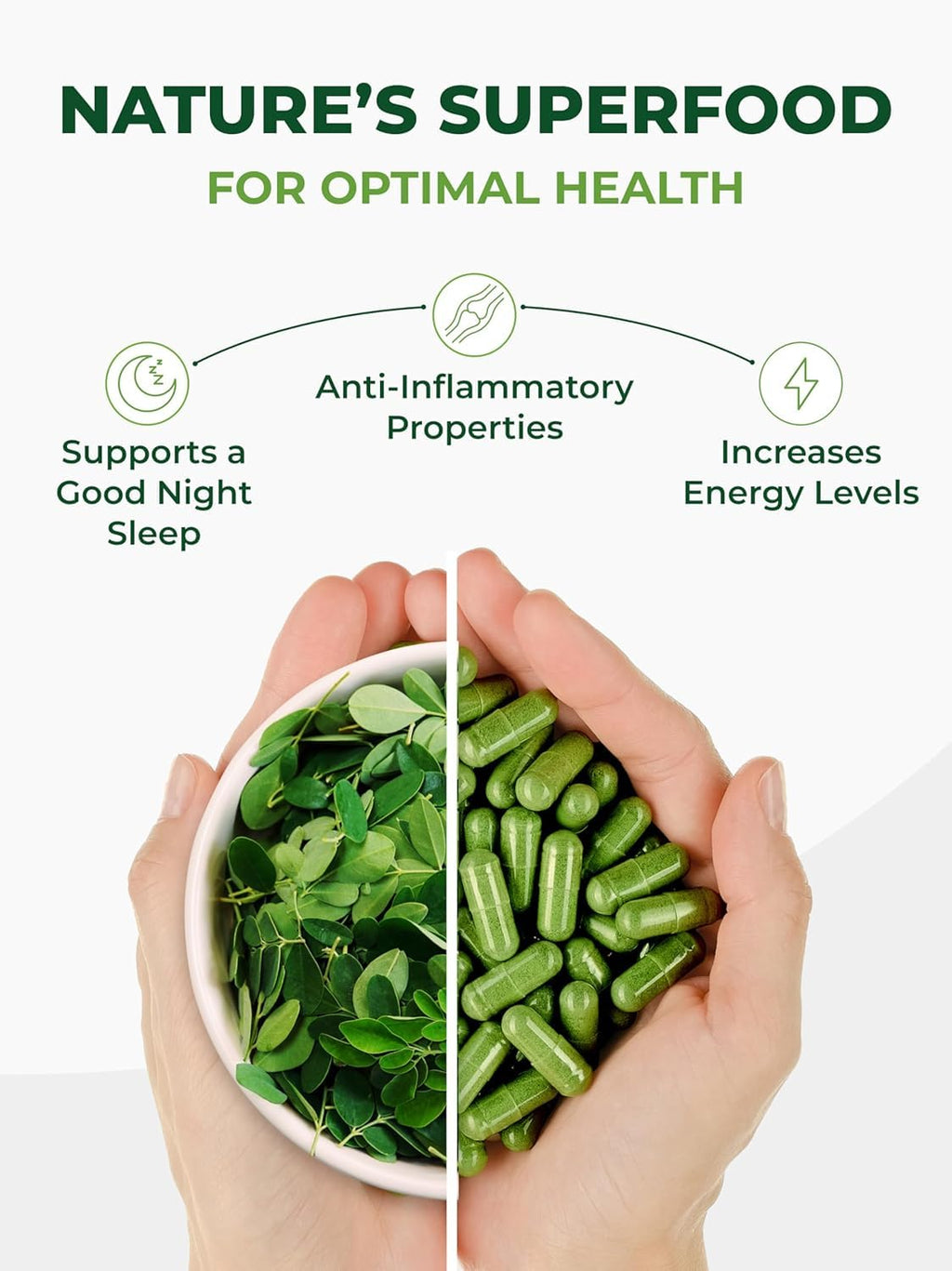 Organic Moringa Capsules 500mg 120ct Pack of 2 I91522