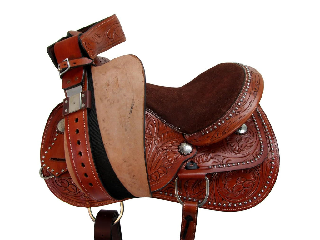 Tooled Leather Western Horse Saddle 15 16 17 18 Q3018