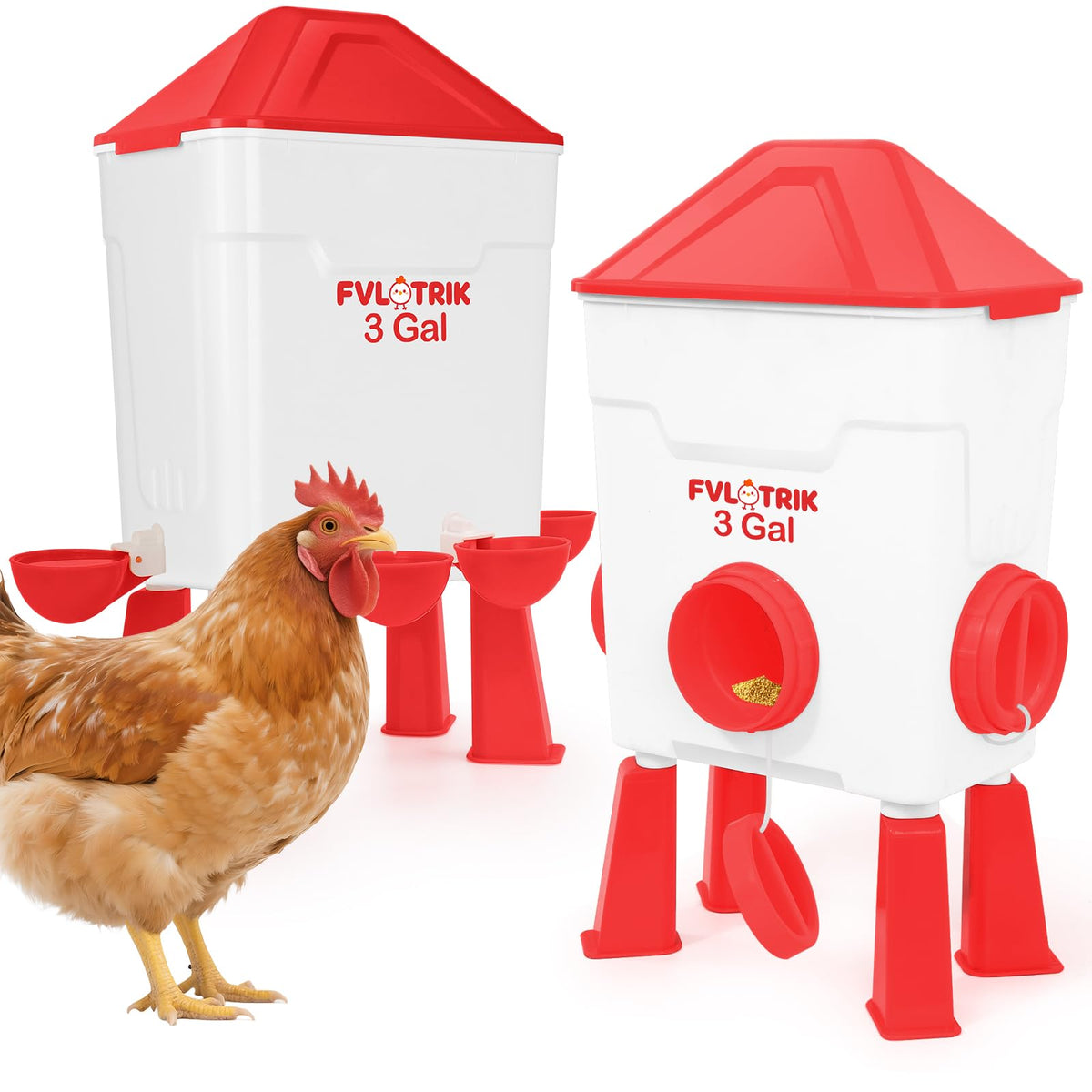 3 Gallon Chicken Waterer and Feeder Set I796671
