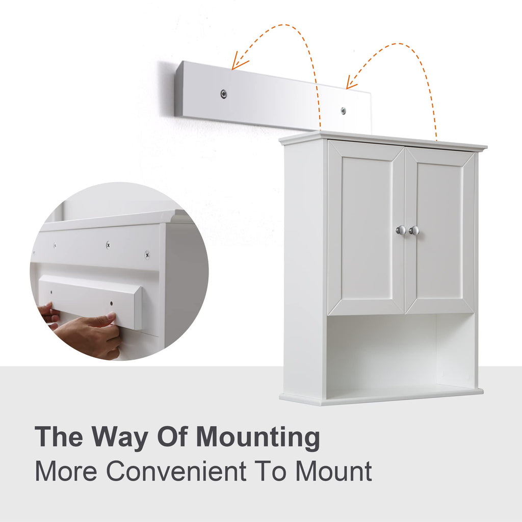 White Wall Mounted Wooden Bathroom Cabinet A615