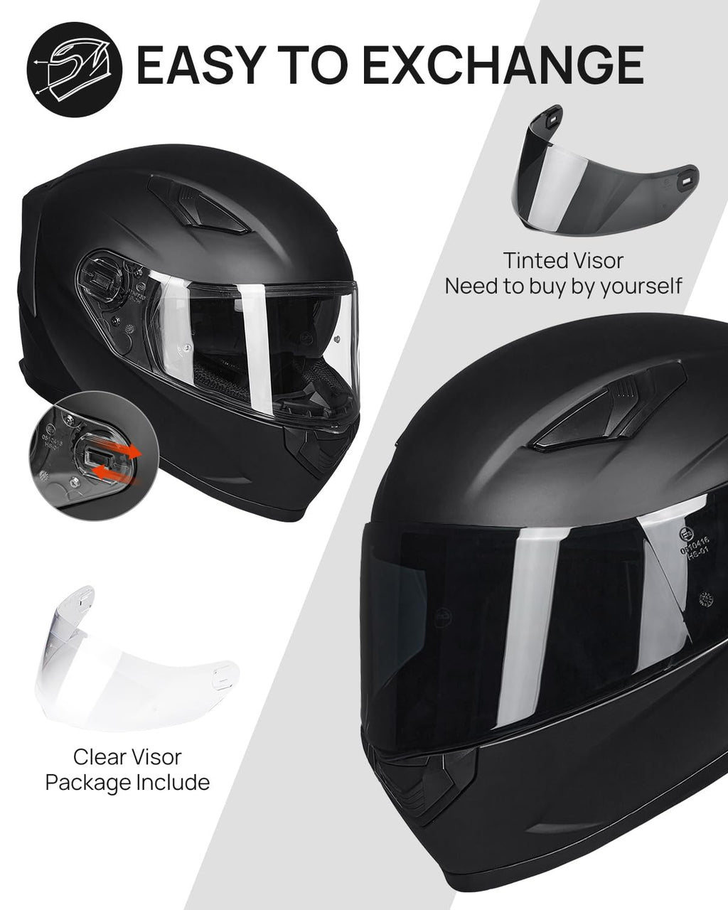 Full Face Motorcycle Helmet DOT Anti-Fog Pinlock X187402