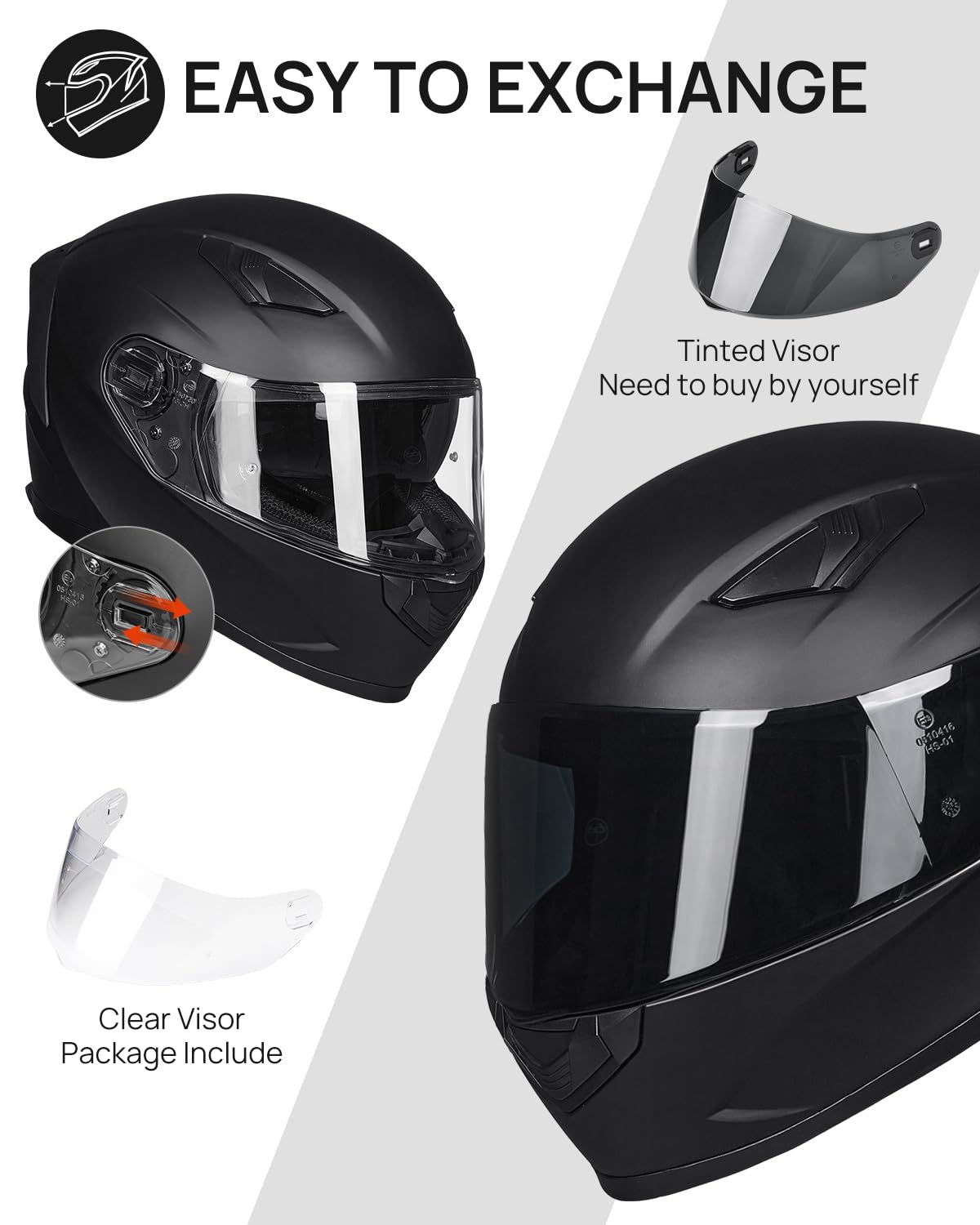 Full Face Motorcycle Helmet DOT Anti-Fog Pinlock X187402