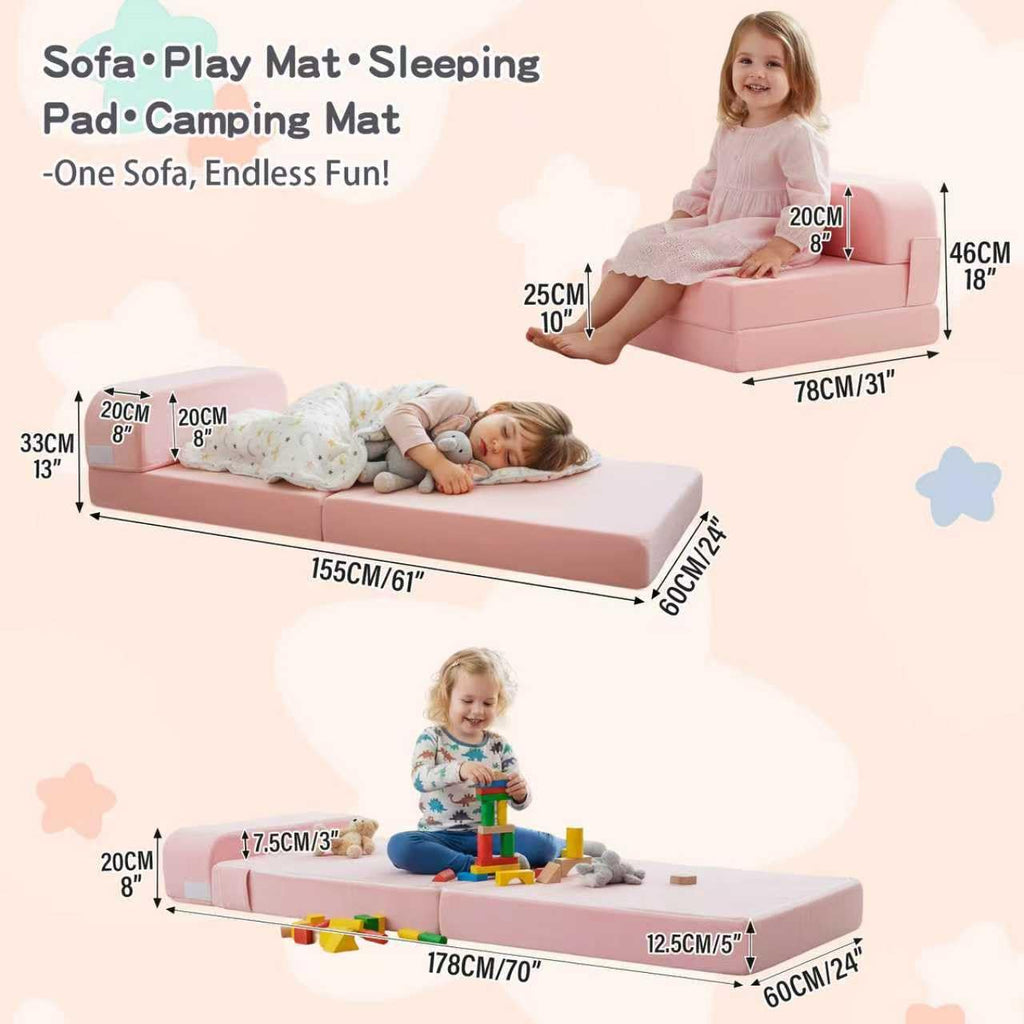 Pink Folding Sofa Bed with Removable Cover G94958