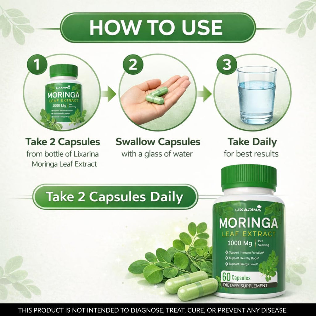 Moringa Capsules Organic 1000MG 60 Count Pack-2 E561538