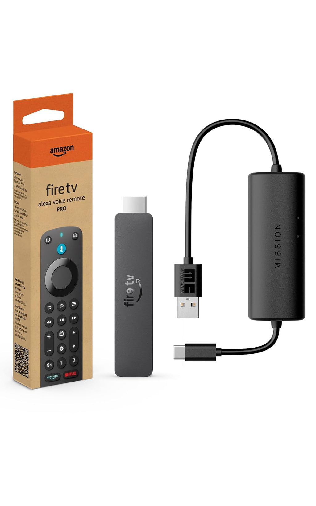 Fire TV Stick HD with Alexa Voice Remote Pro and USB-C Power Cable V783