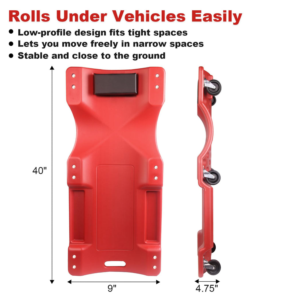 40 Inch Heavy Duty 500 lbs Rolling Car Creeper with Padded Headrest X4298