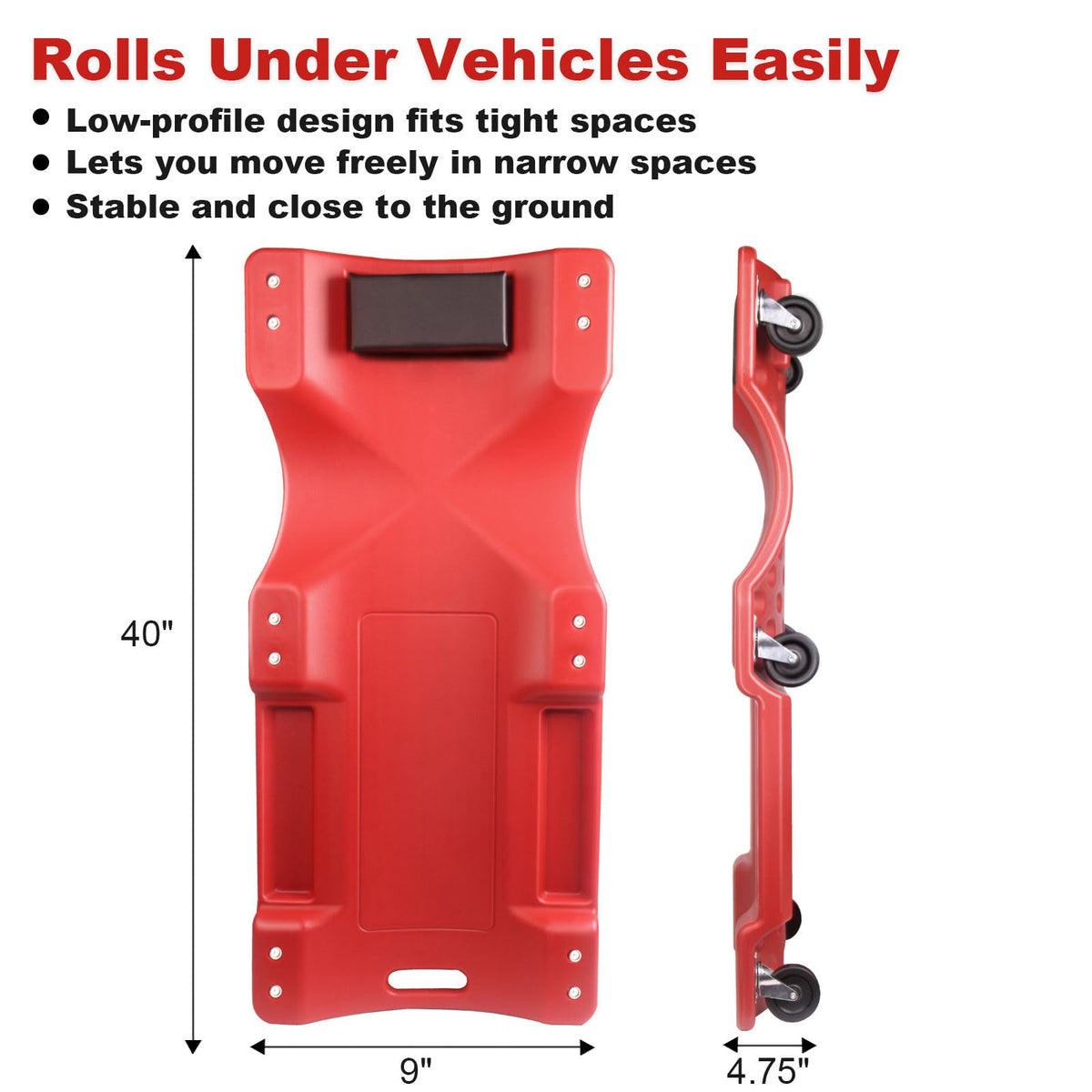 40 Inch Heavy Duty 500 lbs Rolling Car Creeper with Padded Headrest X4298