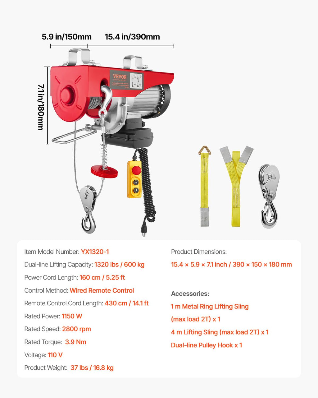 Electric Hoist with Remote Control L12434