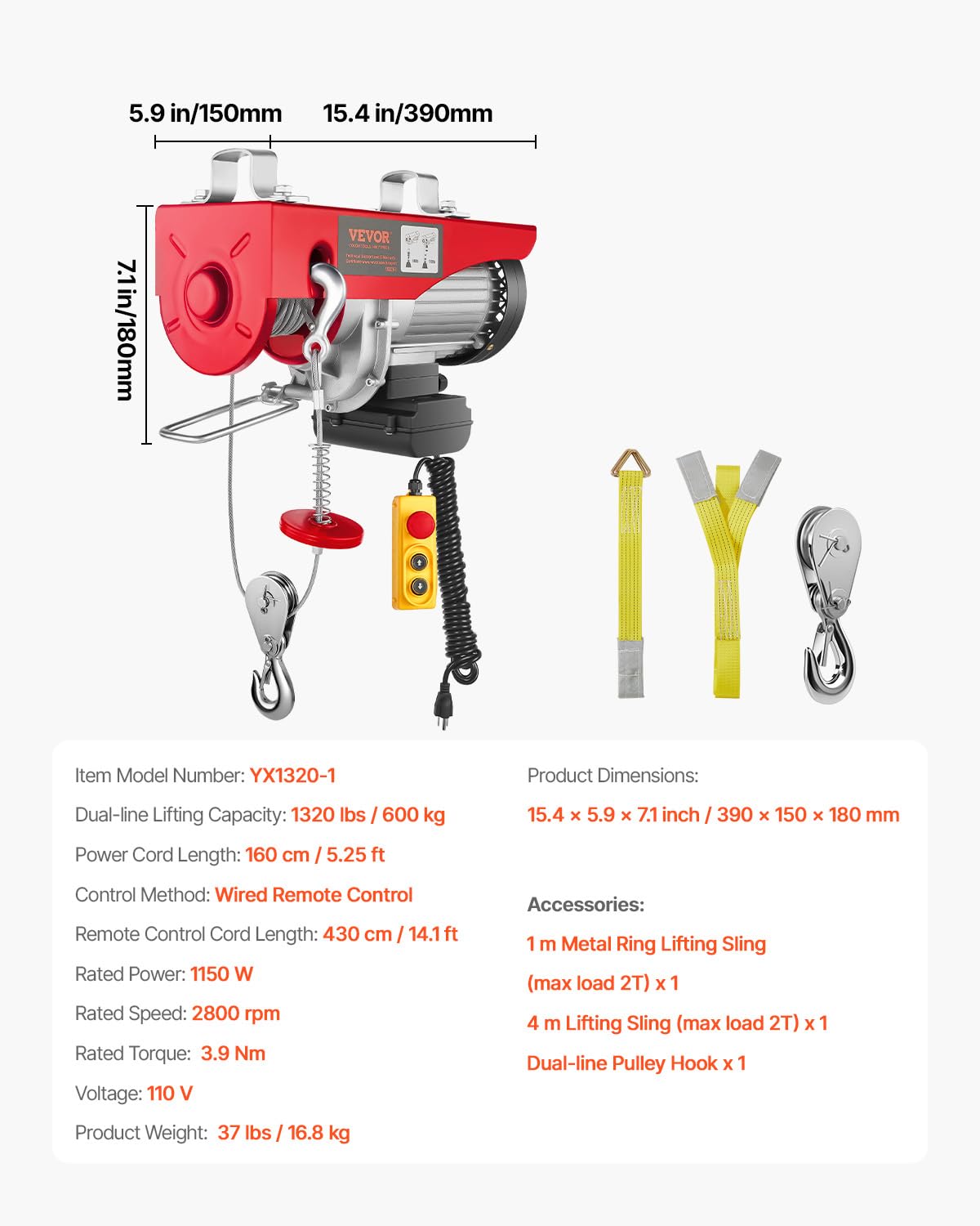Electric Hoist with Remote Control L12434