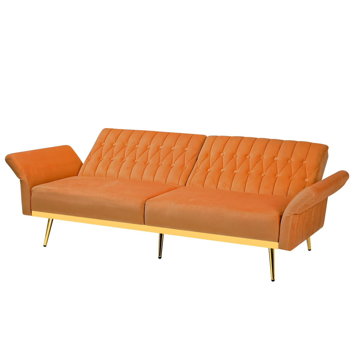 70" Velvet Futon with Adjustable Backrest and Armrests B773866