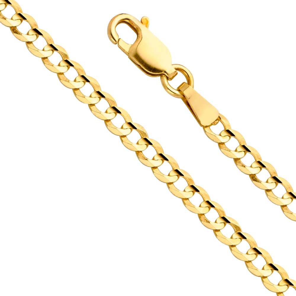 14k Yellow White Two Tone Gold Cuban Concave Curb Chain Necklace Bracelet D71851