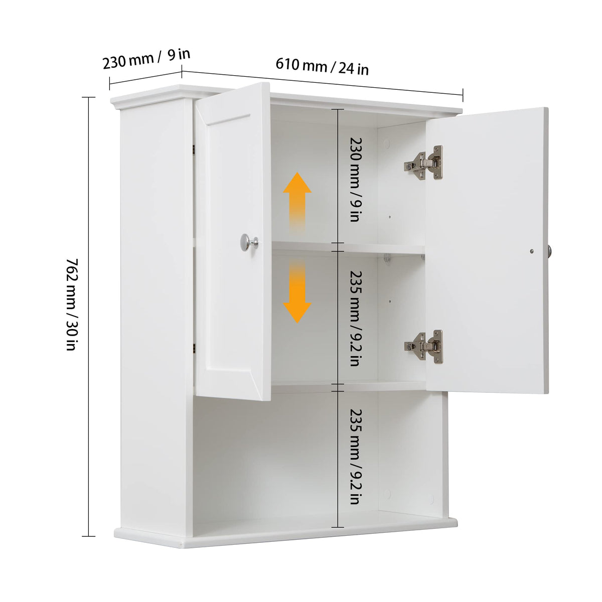 White Wall Mounted Wooden Bathroom Cabinet A615