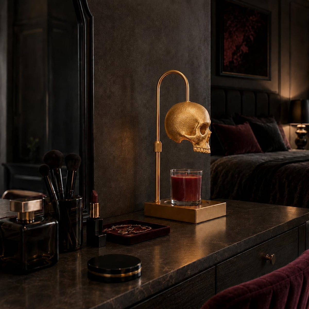 Skull Candle Warmer Lamp with Timer and Dimmer V476