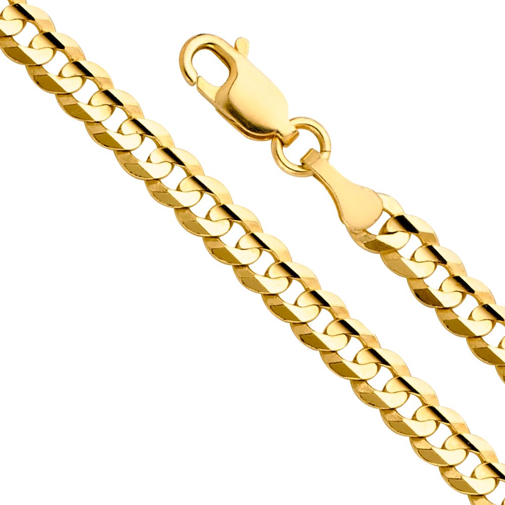 14k Yellow White Two Tone Gold Cuban Concave Curb Chain Necklace Bracelet D71851