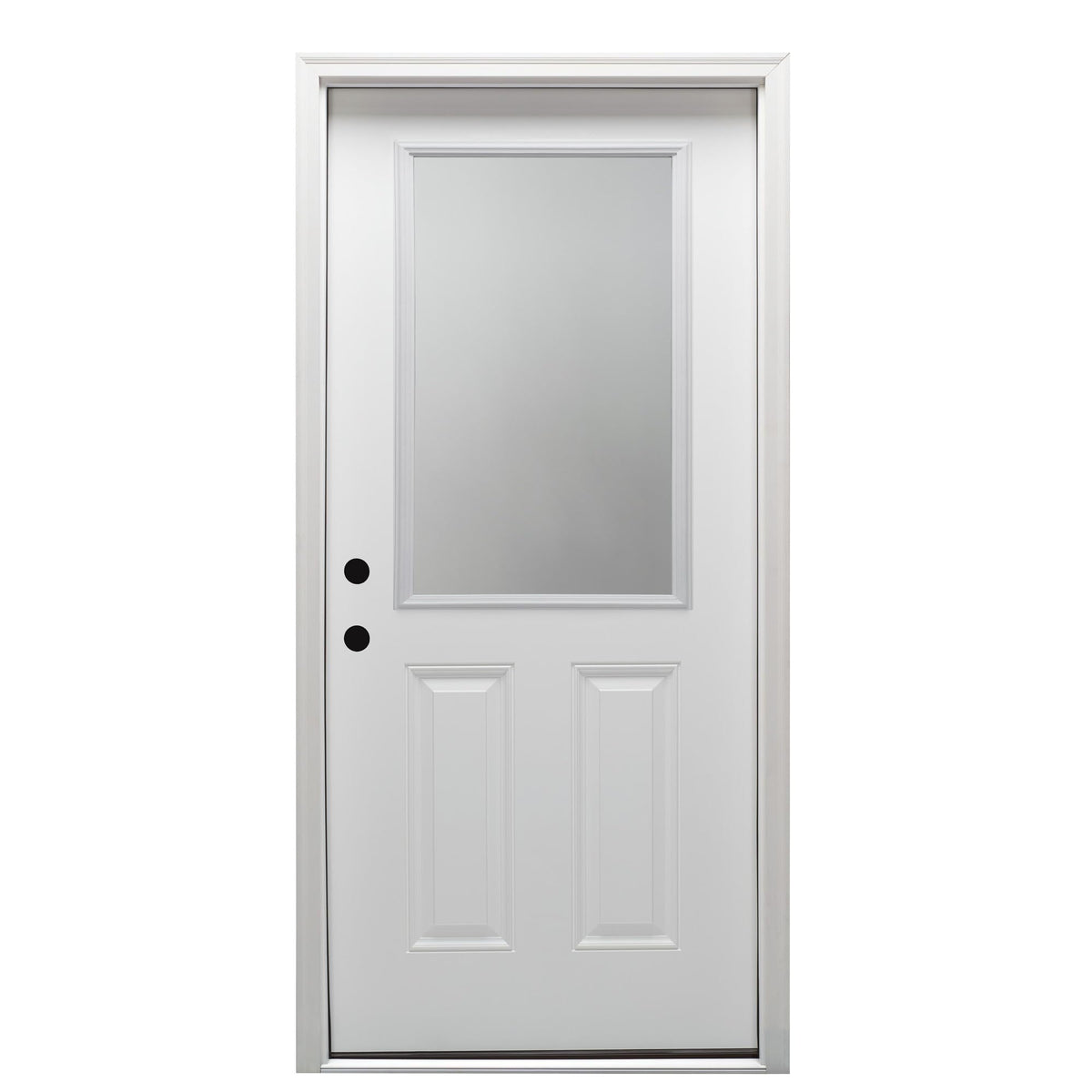 Primed Steel Clear Glass 1/2 Lite 2-Panel Right-Hand Inswing 32" x 80" Front Door M2535