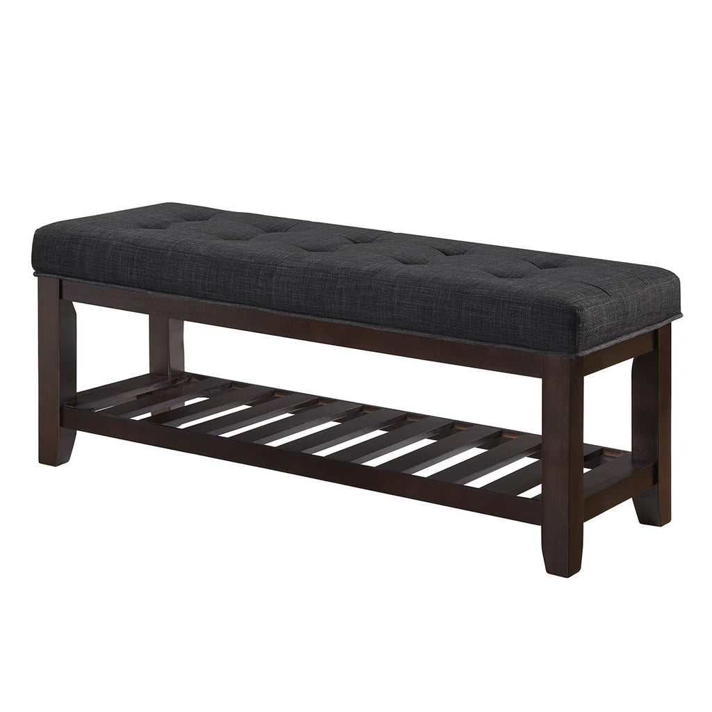 Large Rectangular Upholstered Tufted Linen Ottoman Bench S55004