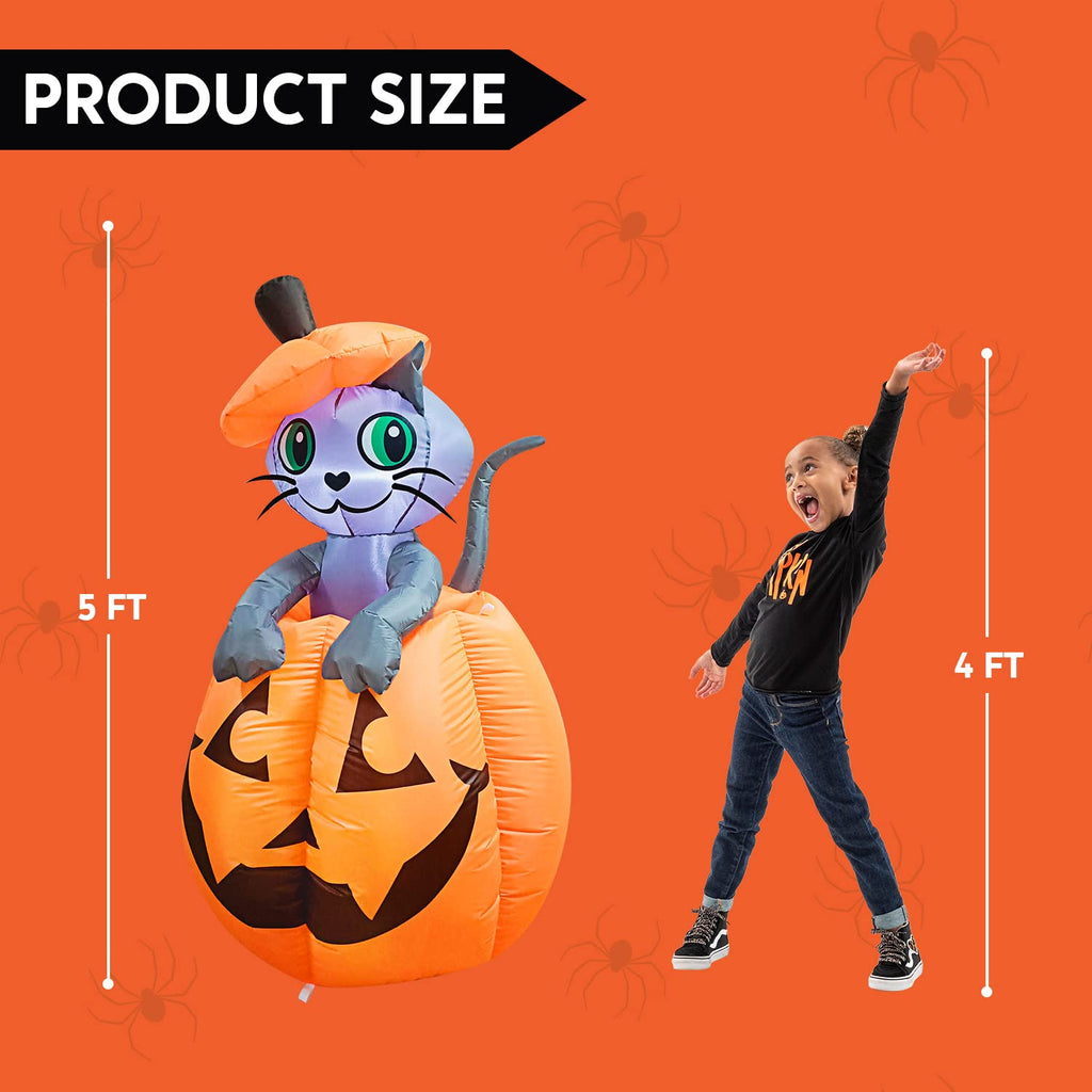 5 FT Animated Pumpkin Inflatable with LEDs E5270