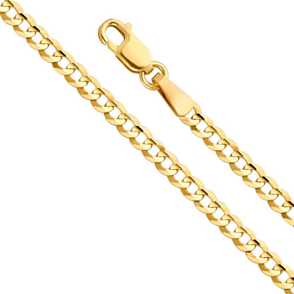 14k Yellow White Two Tone Gold Cuban Concave Curb Chain Necklace Bracelet D71851