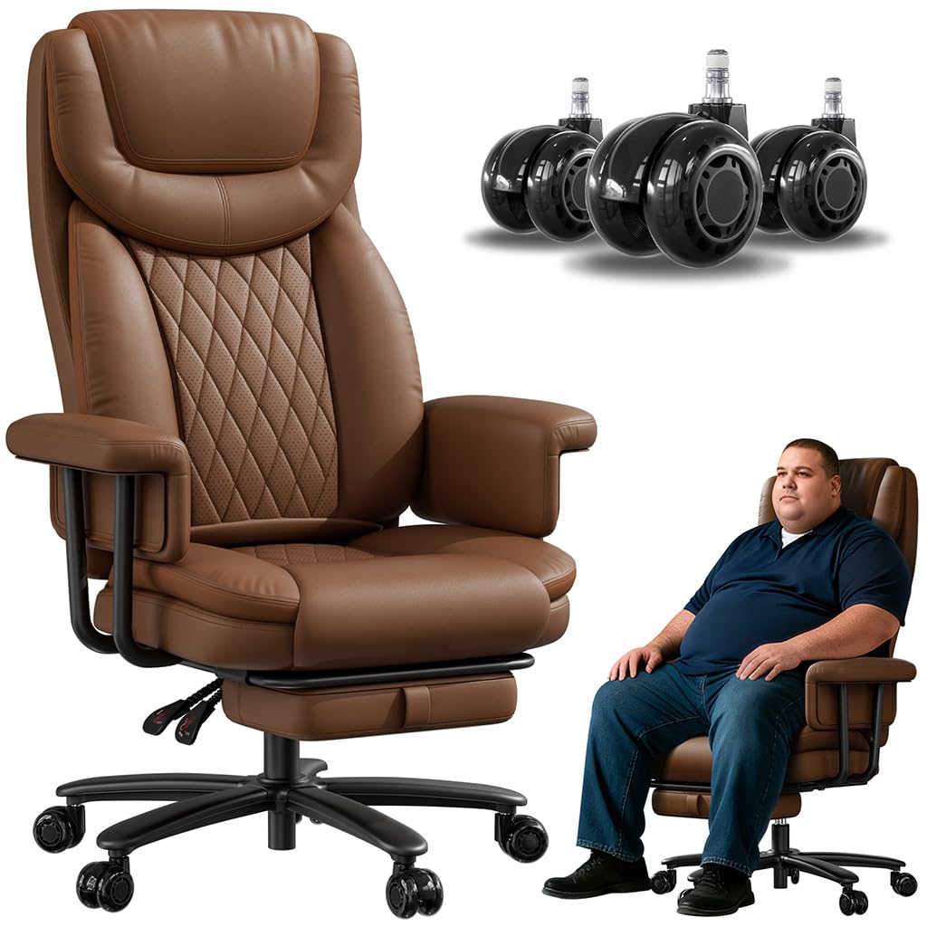 Big and Tall 500LBS Reclining Office Chair with Footrest U172033