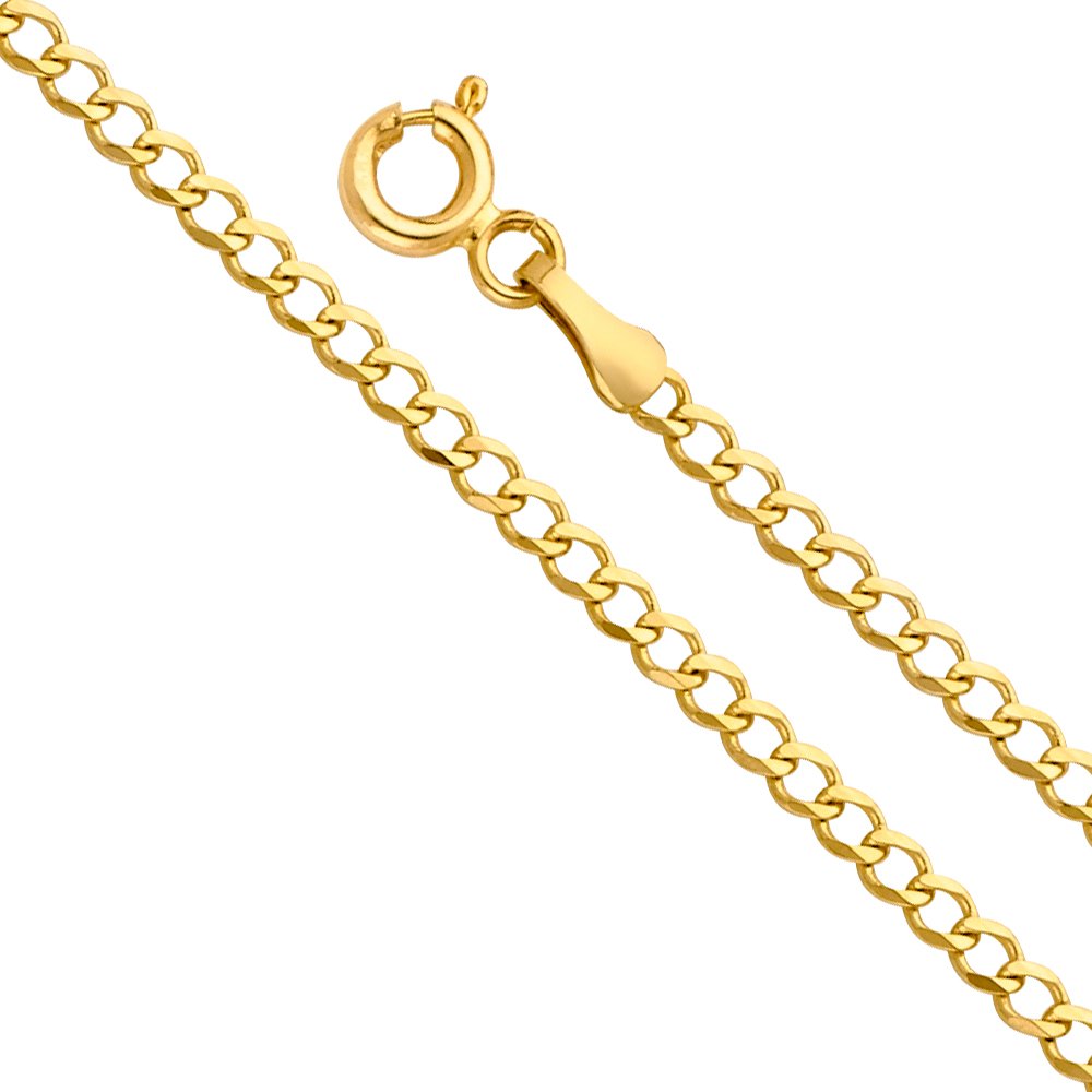 14k Yellow White Two Tone Gold Cuban Concave Curb Chain Necklace Bracelet D71851