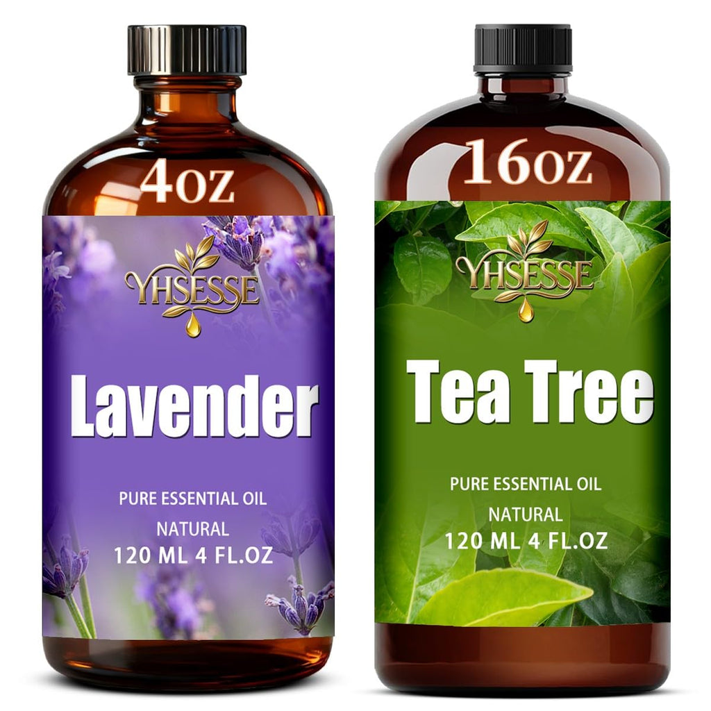 Lavender 4 Fl Oz and Tea Tree 16 Fl Oz Essential Oil B5355