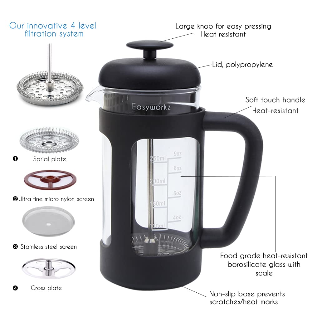 12 oz Stainless Steel French Press with Measuring Spoon G1365