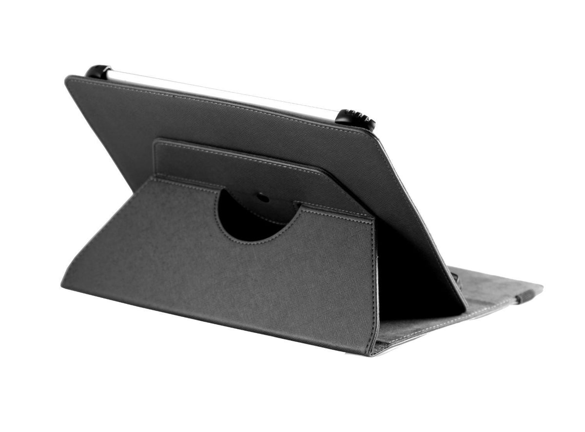 Black Faux Leather Hard Case Cover with 360 Rotational Stand I41232