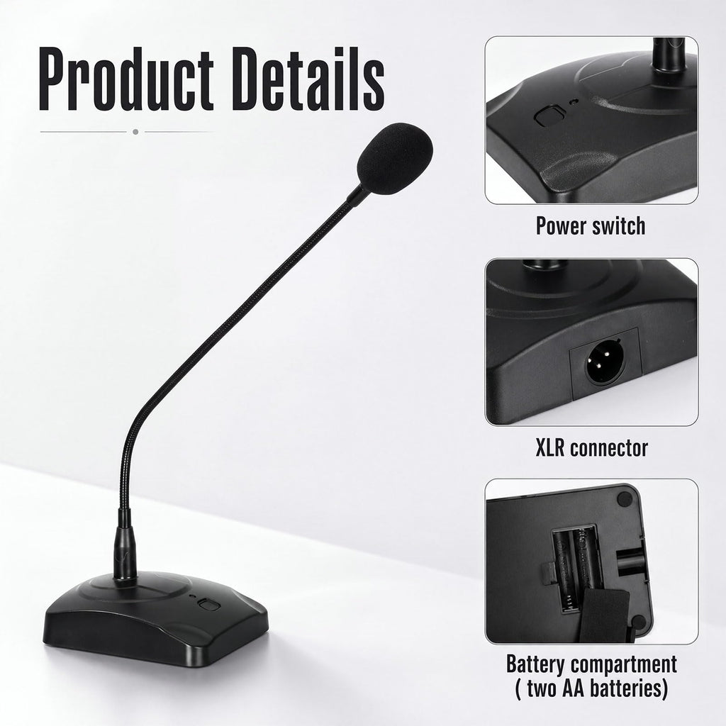 3 Pcs Gooseneck Wired Microphone with Base T44572