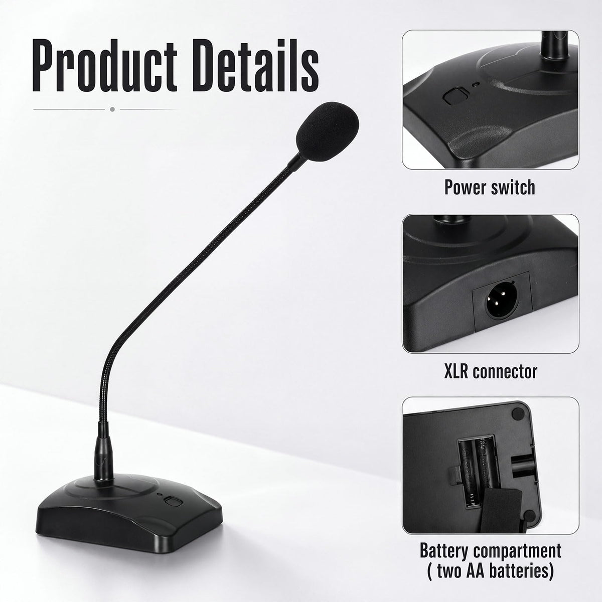 3 Pcs Gooseneck Wired Microphone with Base T44572