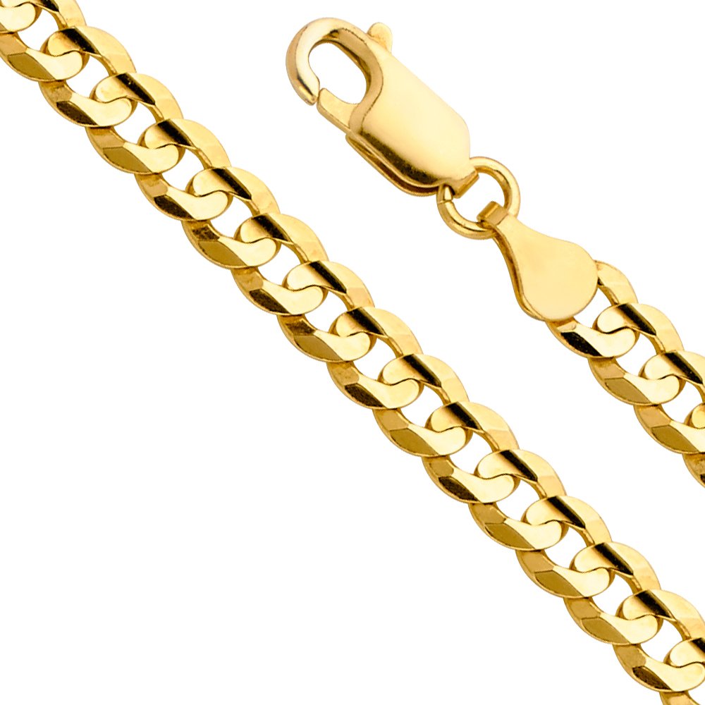 14k Yellow White Two Tone Gold Cuban Concave Curb Chain Necklace Bracelet D71851