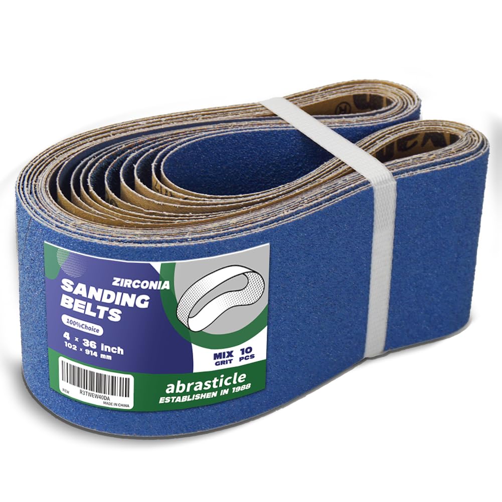 4" x 36" Zirconia Sanding Belts, 10 PCS Assorted Grits P92959