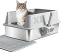 XL Stainless Steel Cat Litter Box with Lid and Scoop A545