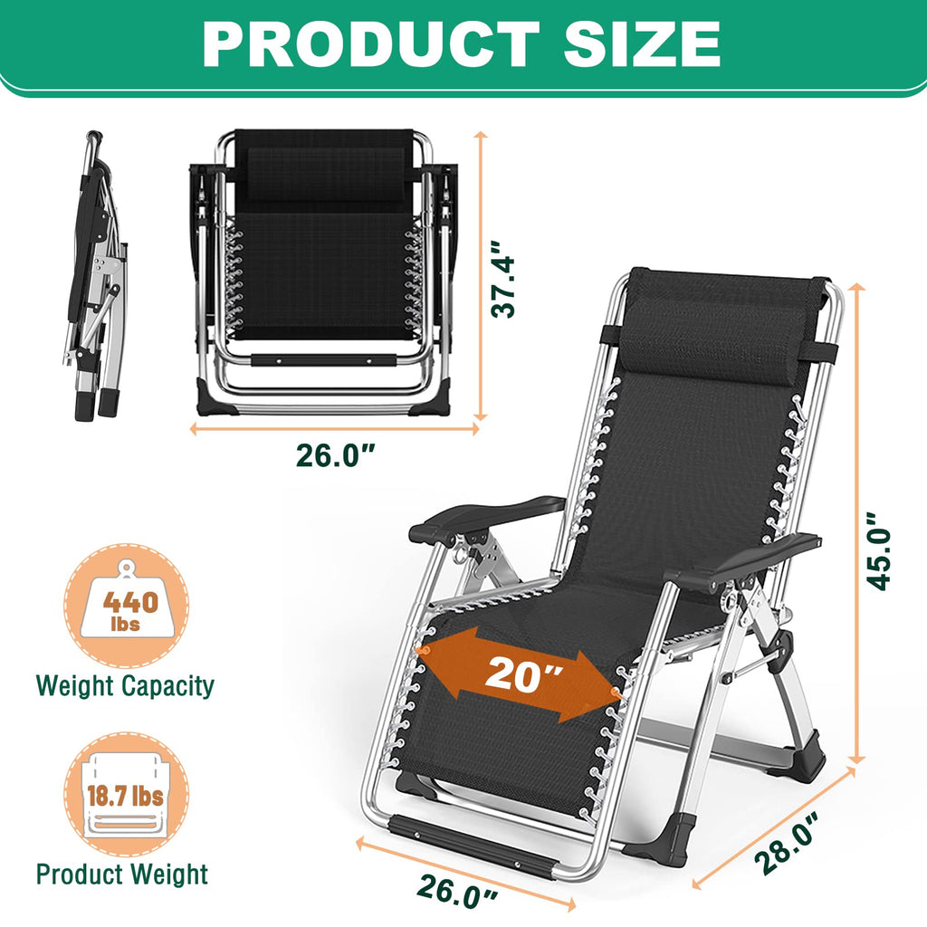 Zero Gravity Folding Lounge Chair with Cushion and Cup Holder N338905