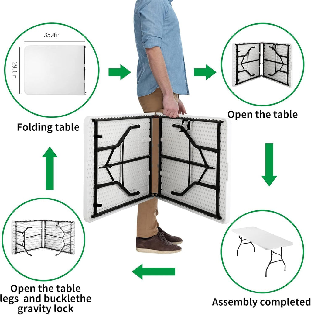White 6FT Folding Table L946275