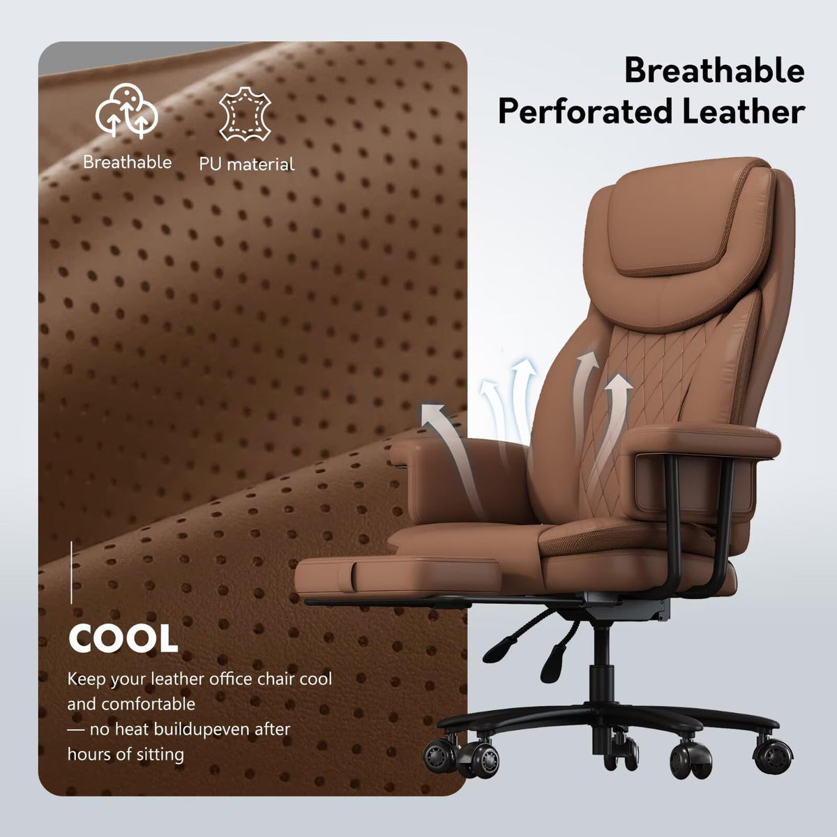Big and Tall 500LBS Reclining Office Chair with Footrest U172033