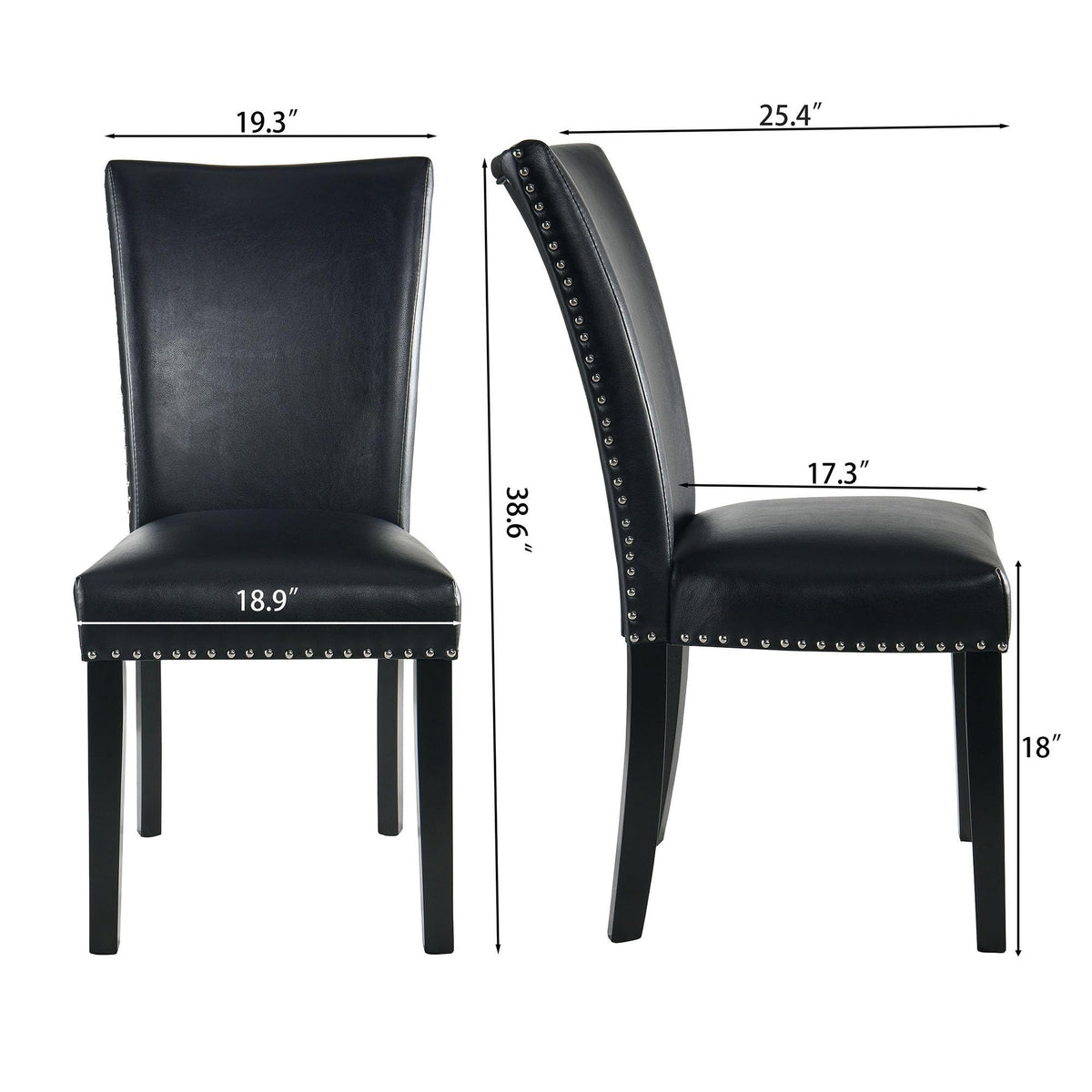Faux Leather Upholstered Dining Chairs Set of 2 Black L901195