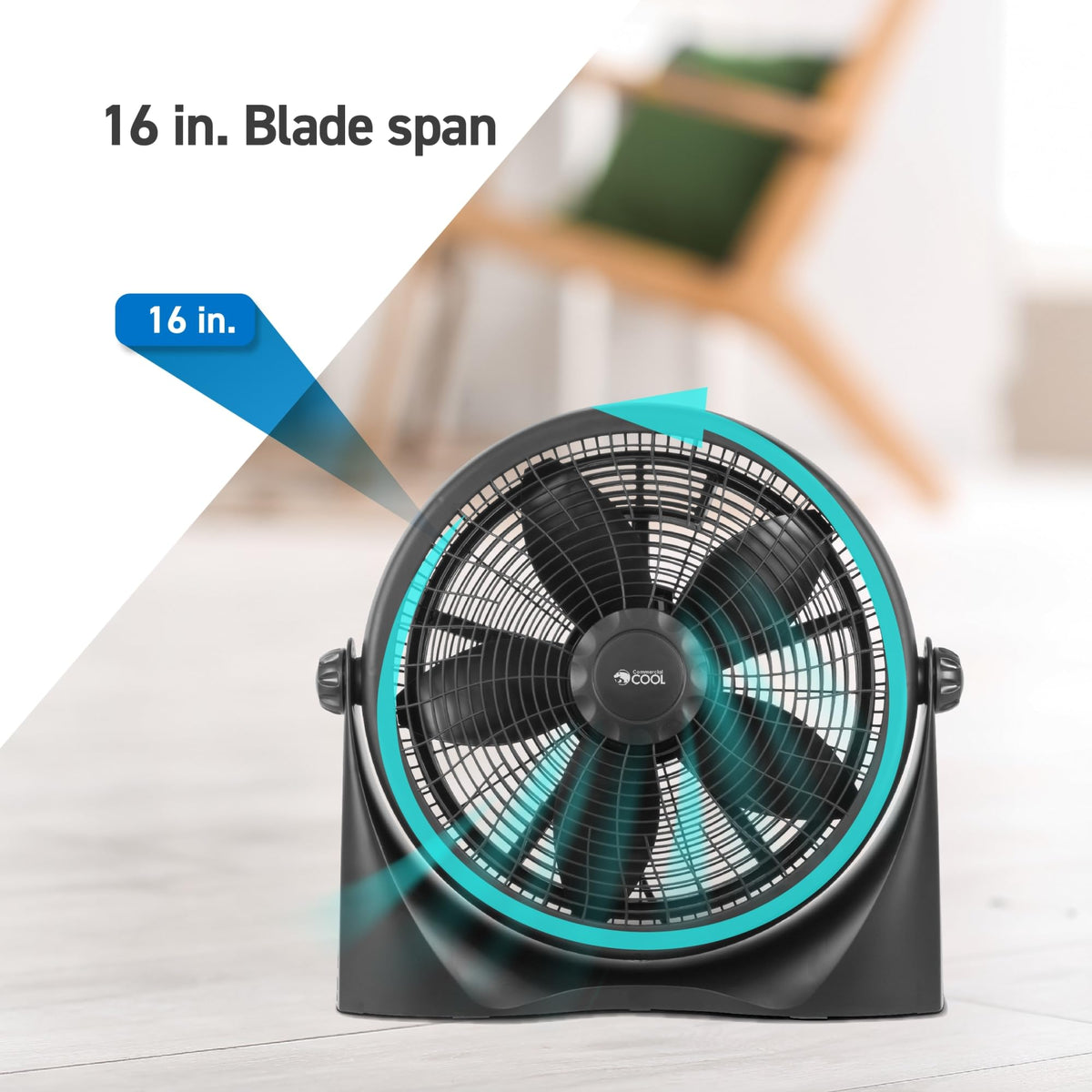16 Inch High Velocity Floor Fan, Black E421838