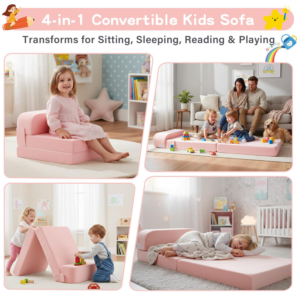 Pink Folding Sofa Bed with Removable Cover G94958