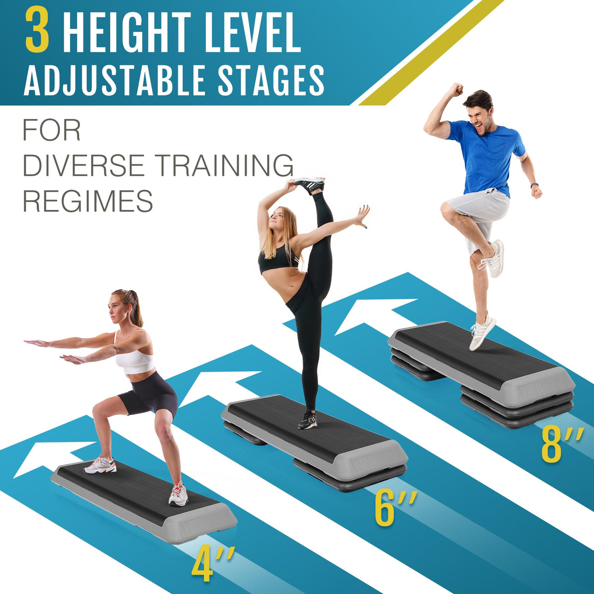 43 Inch Adjustable Aerobic Step Platform with 4 Risers R3571