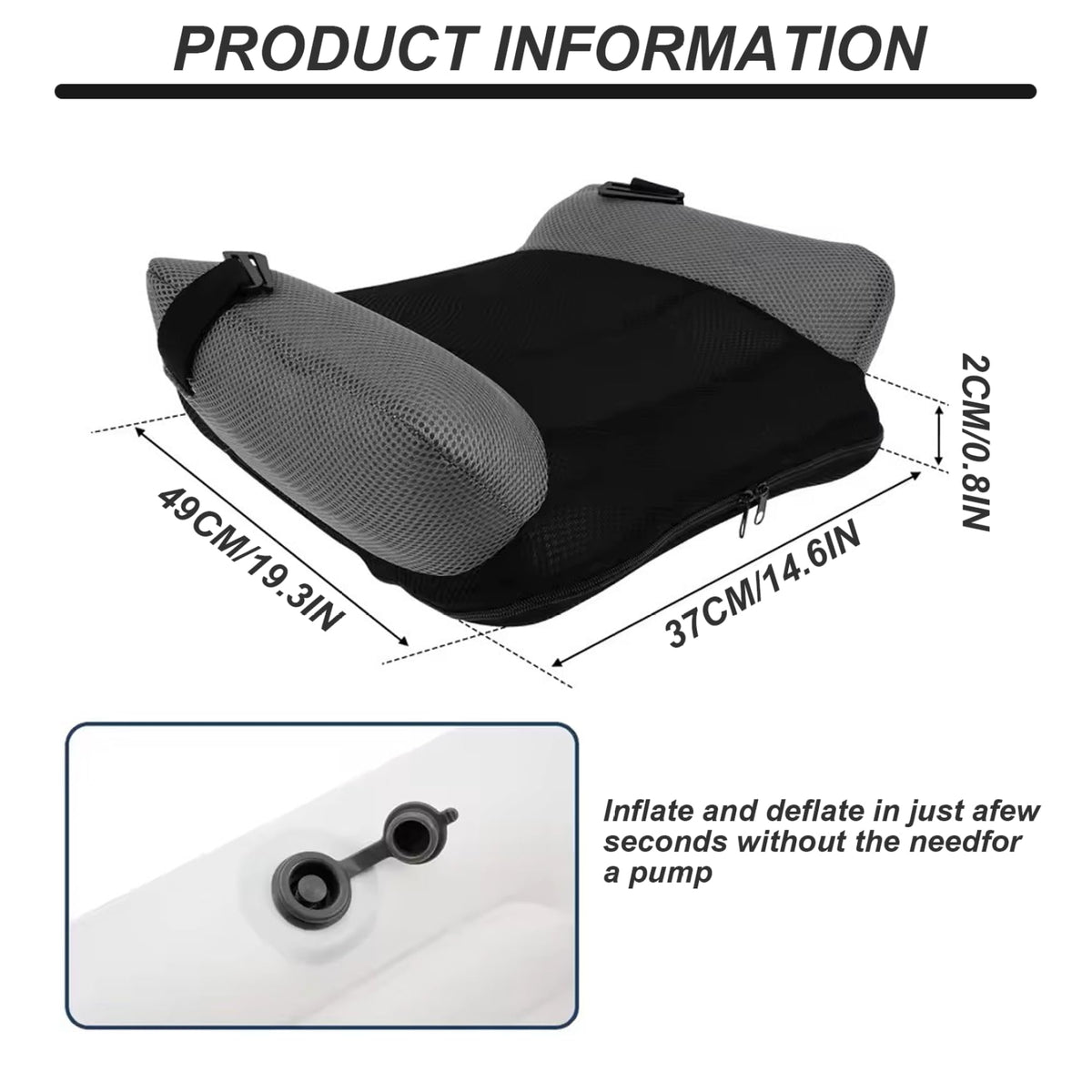 Inflatable Backless Booster Seat with Buckle & Carry Bag E262
