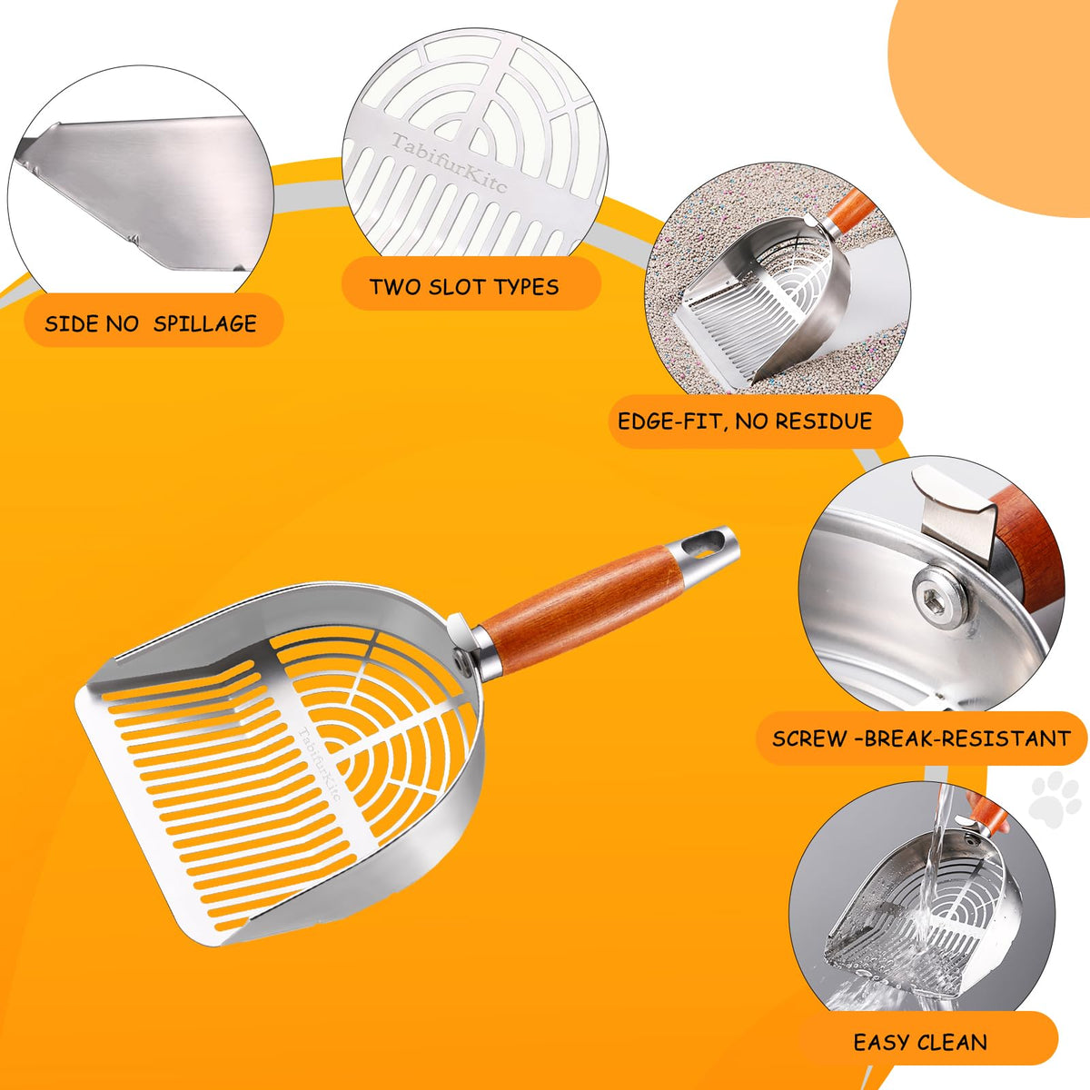 304 Stainless Steel Cat Litter Scoop with Holder Stand M872026