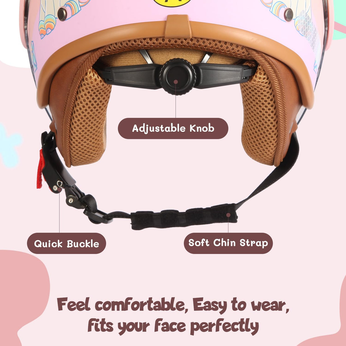 Kids 3/4 Open Face Motorcycle Helmet D6188